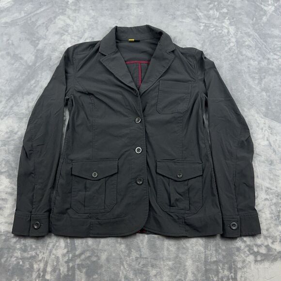 Eddie Bauer Blazer Jacket Womens Sz 6 Gray Travex Nylon Blend Button Up Stretch - Picture 1 of 10